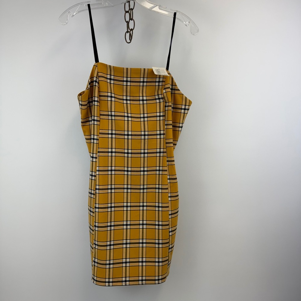 Urban Outfitters Dress Women's M Yellow Plaid Sheath Mini 90s NWT